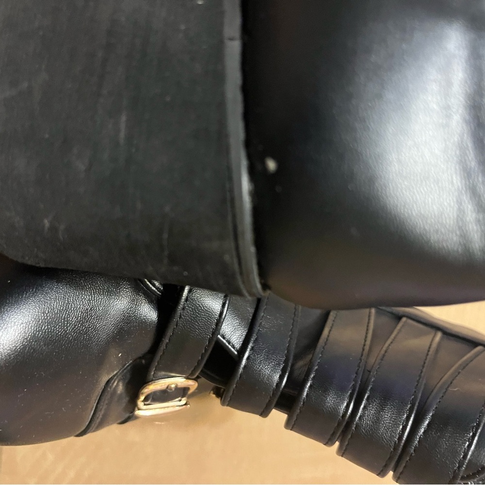 Black Buckle Platform Combat Boots - Women's Size 7-8 - Picture 9 of 11